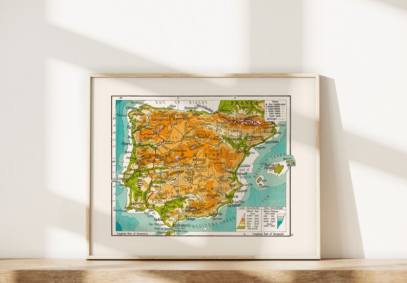 VINTAGE MAP of SPAIN Vintage Map Spain Wall Art Vintage - Etsy