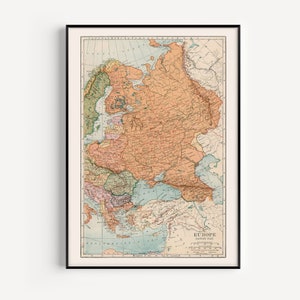 Ancienne carte de l'Europe de l'Est, carte vintage de l'Europe, décor de carte rétro, affiche Wanderlust, affiche de classe d'histoire, cadeau de voyage, 1921