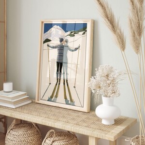ROMANTIC SKI PRINT, Vintage Fashion Poster, Vintage Ski Poster, 1920s Fashion Art, Vintage Fashion Wall Art, French Art Deco Poster image 2