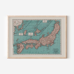 JAPAN MAP PRINT, Vintage Map of Japan, Old Map Print, Vintage Wall Art, Antique Map, Historical Wall Art