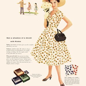 RETRO FASHION AD, Retro Mid-Century Tampon Ad, Vintage Womens Fashion Poster 1950s Retro Ad Kitsch Poster Retro Home Decor image 7