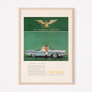 POSH CAR AD, Retro Car Poster, Green Poster, Golf Poster, Classic car Ad, Old Car Wall Art, Man Cave Wall Art, Garage Wall Art image 1