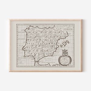 Antike SPANIEN KARTE, Historische Karte des antiken Spaniens, Antike Wohndekoration, Antike Karte Wandkunst