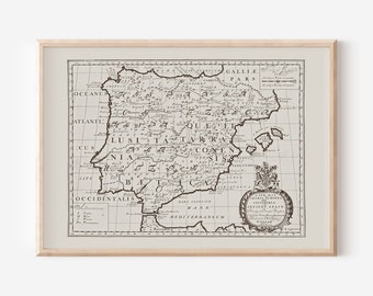 ANCIENT SPAIN MAP, Historical Map of Ancient Spain, Antique Home Decor, Antique Map Wall Art