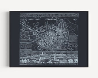 BLUEPRINT BERLIN MAP, Old Map of Berlin Germany, Office Wall Art, Professional Reproduction