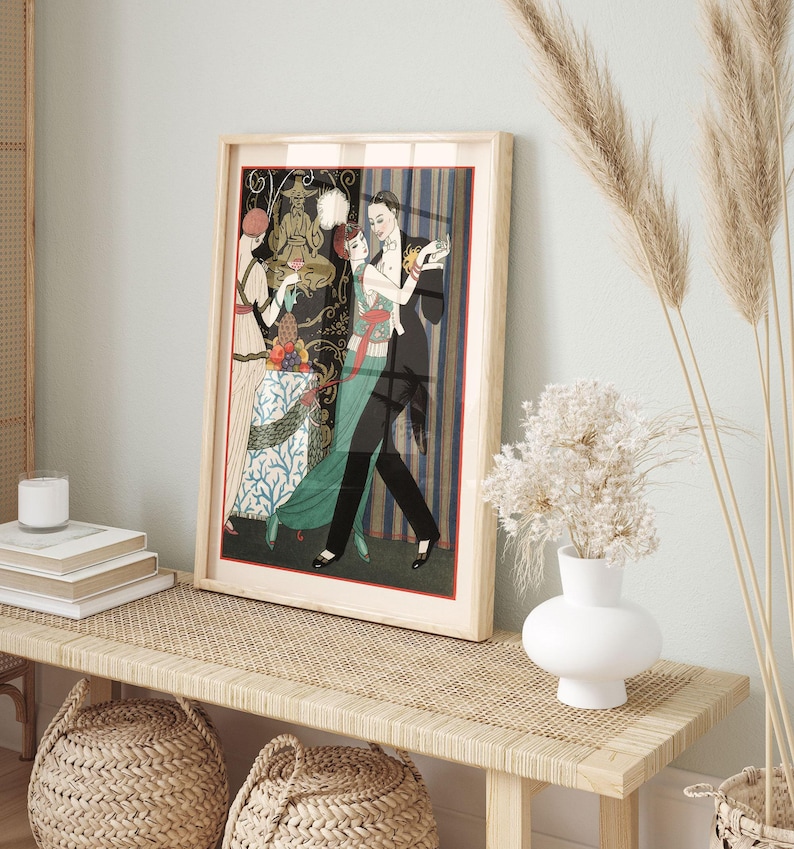 VINTAGE DANCING POSTER, Romantic Poster, Vintage French Fashion Illustration, Ballroom Dancing, Classy Dancing Art, Feminine Decor image 2