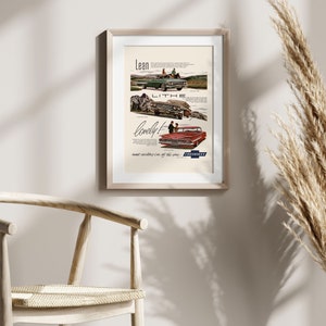 NOSTALGIC CAR POSTER, 1950s Automobile Print, Retro Mid-Century Advertisement, Garage Decor, Vintage Car Print image 3