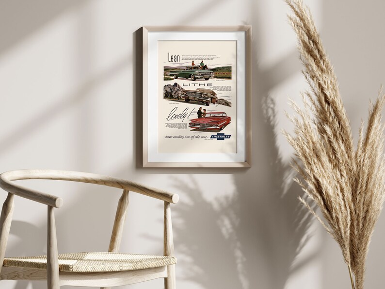 NOSTALGIC CAR POSTER, 1950s Automobile Print, Retro Mid-Century Advertisement, Garage Decor, Vintage Car Print image 3