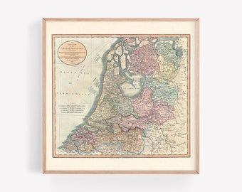 VINTAGE NETHERLANDS MAP Print, Antique Wall Art, Vintage Map of Holland 1799, Travel Print Map Antique Travel Art Poster Holland Map