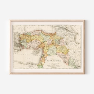 VINTAGE LANDKARTE der TÜRKEI, Historische Karte der Türkei, Büro Wand Kunst, Professionelle Reproduktion, Vintage Reise Kunst