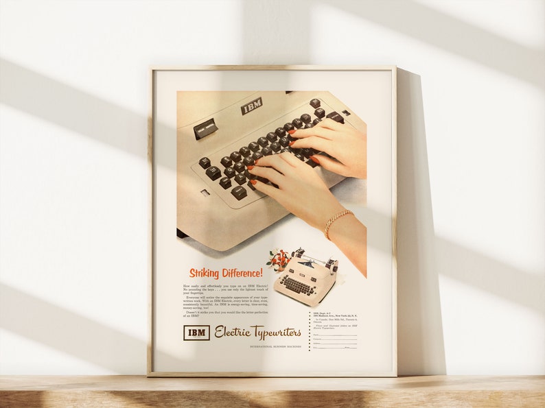 CLASSIC TYPEWRITER AD Retro Office Wall Art Cool Kitsch Etsy