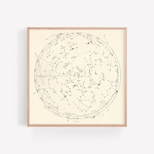 STAR MAP PRINT, Constellation Chart, Northern Hemisphere, Celestial Decor, Vintage Astrology Poster, Gift for Friend, Horoscope Wall Art
