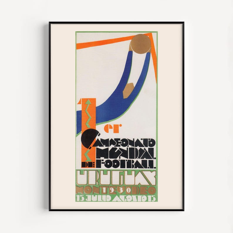 ERSTE WELTMEISTERSCHAFT Poster, 1930 Fußball Poster, Fußball Druck, Sport Fan Poster, Reproduktion, Uruguay, Guillermo Laborde, Torhüter Kunst Bild 1