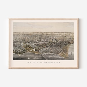 WASHINGTON CITY PLAN, Antike Washington Karte, Antike Karte Druck, Historische Kunst, Wohnzimmer Dekor, Vogelaugen Ansicht Karte