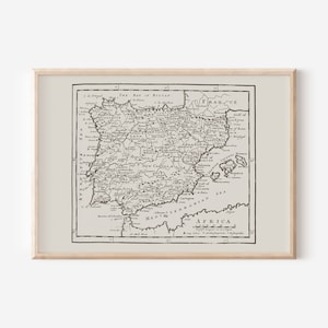 CARTE ANTIQUE D'ESPAGNE, carte d'Espagne, décoration d'intérieur ancienne, art mural carte ancienne