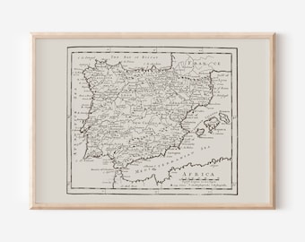 ANTIQUE SPAIN MAP, Map of Spain, Antique Home Decor, Antique Map Wall Art