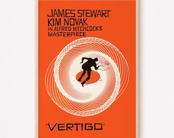 VERTIGO MOVIE POSTER, Alfred Hitchcock Poster, Vintage Vertigo Poster, Cult Movie Poster, Classic Movie Art