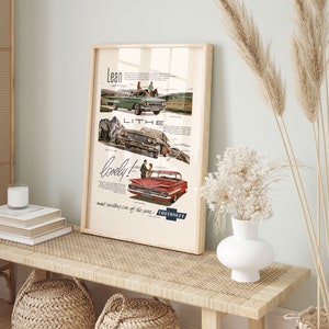 NOSTALGIC CAR POSTER, 1950s Automobile Print, Retro Mid-Century Advertisement, Garage Decor, Vintage Car Print image 2