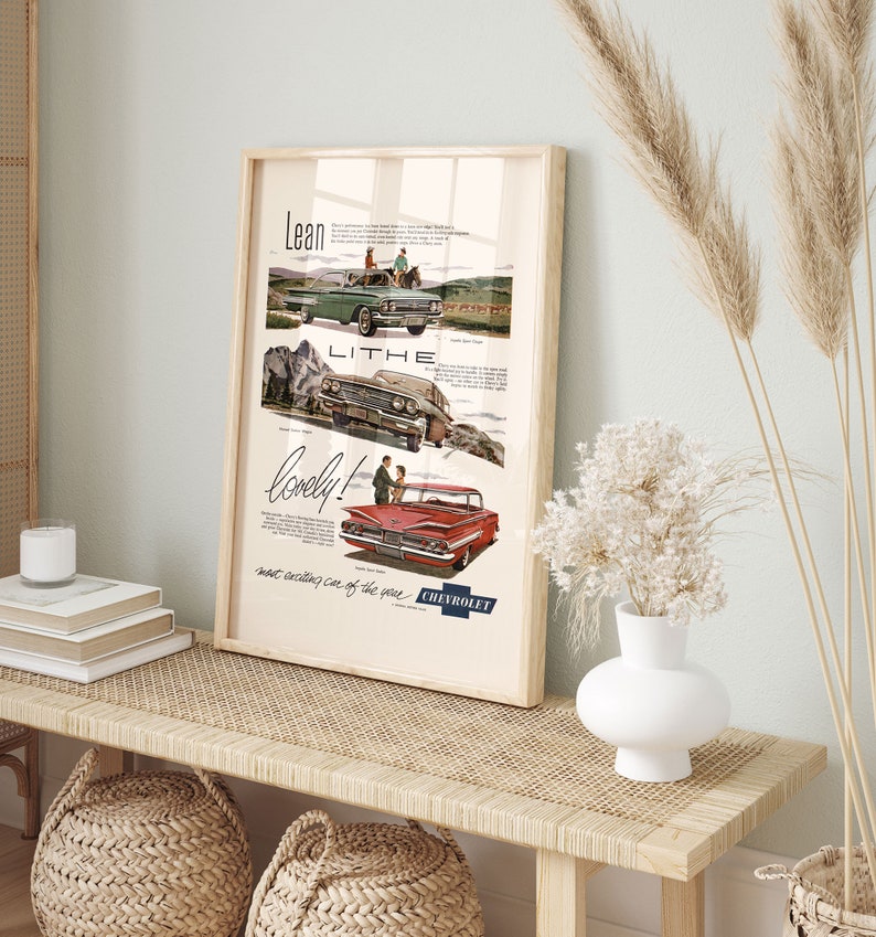 NOSTALGIC CAR POSTER, 1950s Automobile Print, Retro Mid-Century Advertisement, Garage Decor, Vintage Car Print image 2