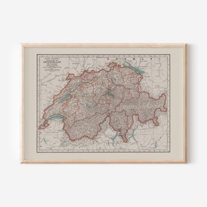 SWITZERLAND MAP PRINT, Vintage Map of Switzerland, Antique Map Print, Historical Wall Art, Switzerland Poster, Swiss Map Print