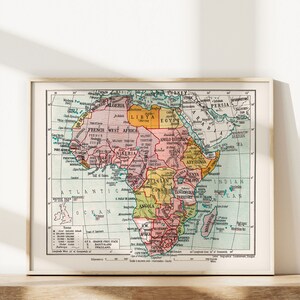 VINTAGE AFRICA MAP, Vintage Map of Africa, Retro Historical African Map ...