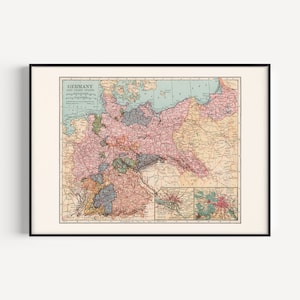 OLD GERMANY MAP, Germany and the Ceded States, Vintage Map of Germany, Retro Map, Classroom Poster, Geography Poster, Travel Print, 1921