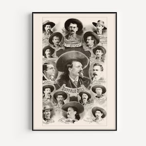 WILD WEST POSTER, Buffalo Bill Print, Famous Staff, Authentic Westerners, 1884, Cowboycore, Westerncore, Western Art, Cabin Room Decor