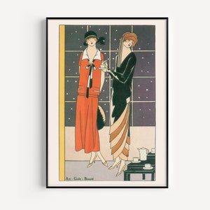 ART DECO PRINT, Vintage Winter Fashion Illustration, Beer and Patou, 1924, Feminine Decor, Luxury Fashion Print, Luxurious Fashion