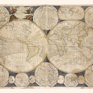 Mapa antiguo del mundo, mapa de viajes, arte mural náutico, decoración del hogar con mapa antiguo, reproducción profesional, póster para viajeros, década de 1900. imagen 7