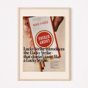VINTAGE CIGARETTE PACK Ad, Retro Cigarettes Advertisement, Mid Century Ad, Classic Advertisement, Mid Century Wall Art, Kitsch Retro Art
