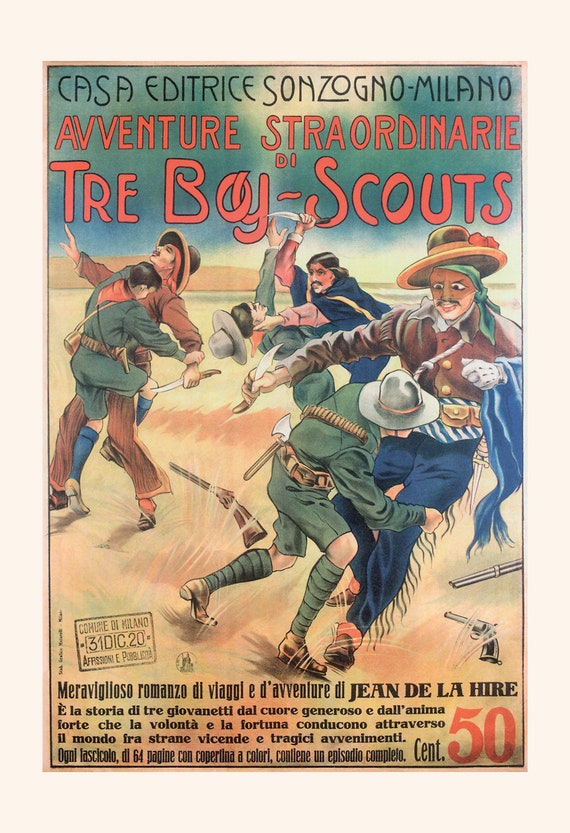 Vintage Boy Scouts Poster Adventure Art Print Publishing House Ad
