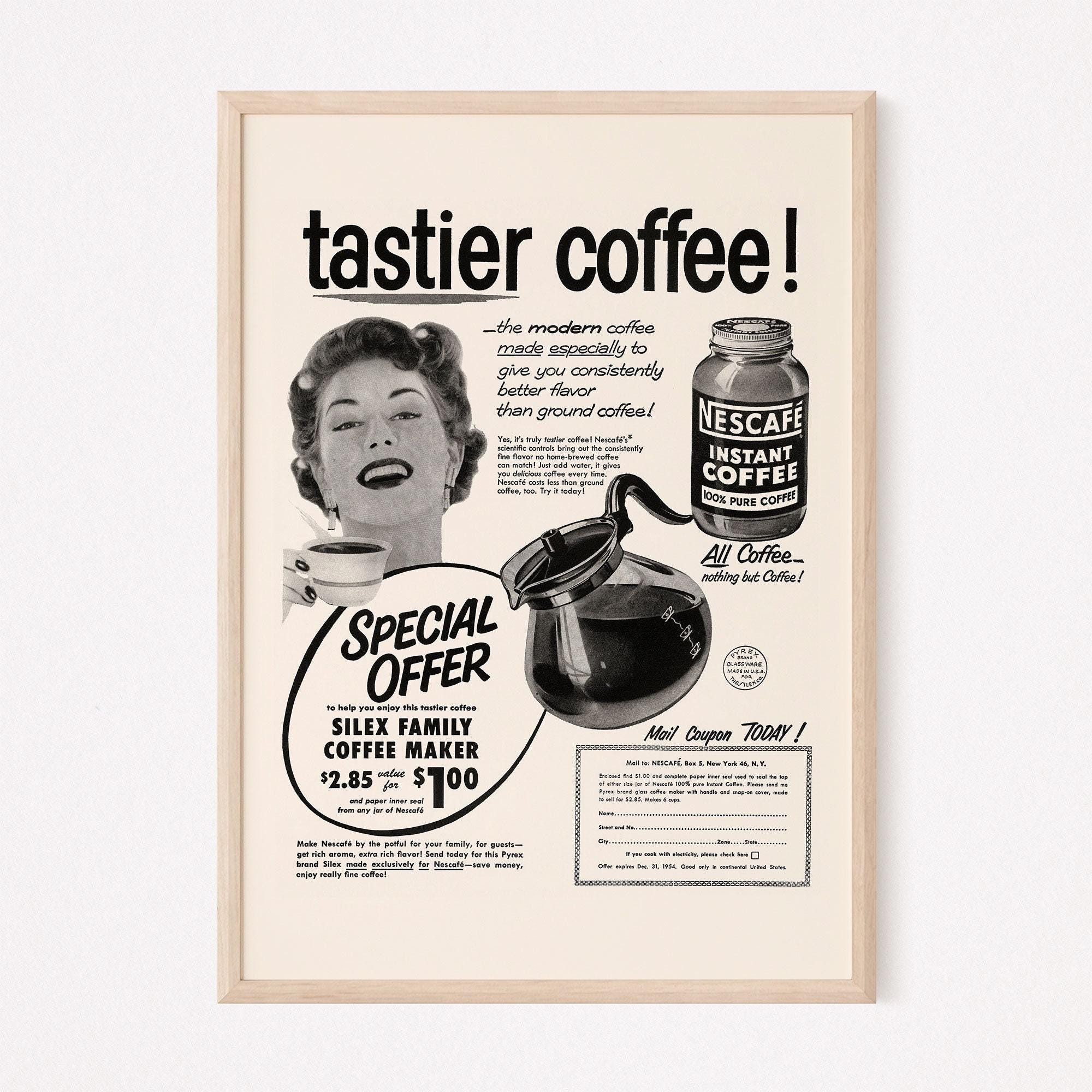 VINTAGE INSTANT COFFEE Ad, Retro Mid-century Ad, Vintage Kitchen