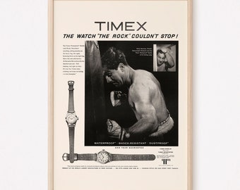 ROCKY MARCIANO POSTER, Retro Watch Ad, Classic Watch Ad, Boxing Poster, Mid-Century Poster, Watch Collector Poster, Watch Lover Gift