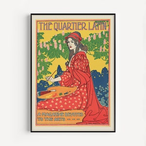 Antique ART NOUVEAU POSTER, Quartier Latin Fine Art Print Belle Epoque Poster Paris Print Wall Art Vintage Poster Louis Rhead
