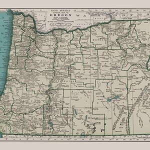 OREGON MAP PRINT, Vintage Map of Oregon, Antique Map Print, Historical ...