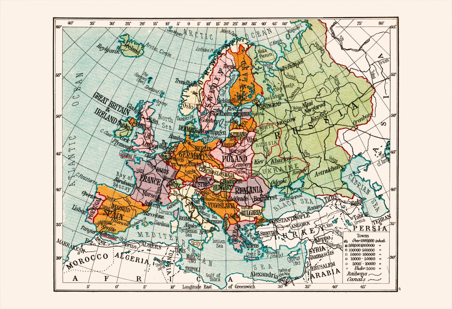 VINTAGE MAP of EUROPE Vintage Europe Map High Quality Map | Etsy New