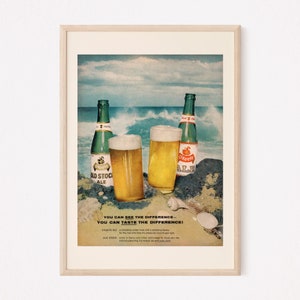 CANADIAN BEER POSTER, 1950s Beer Print, Vintage Beer Poster, Beach Poster, Retro Mid-Century Advertisement