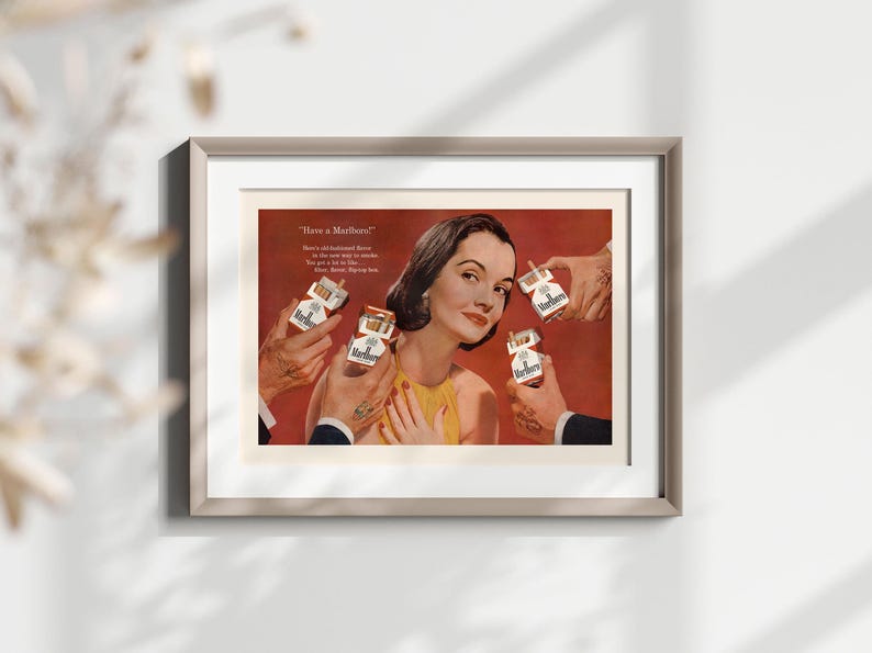 RETRO SMOKING POSTER, Fun Vintage Cigarettes Ad, Kitsch Wall Art, High Quality Reproduction, Vintage Poster, Retro Bar Wall Art image 3