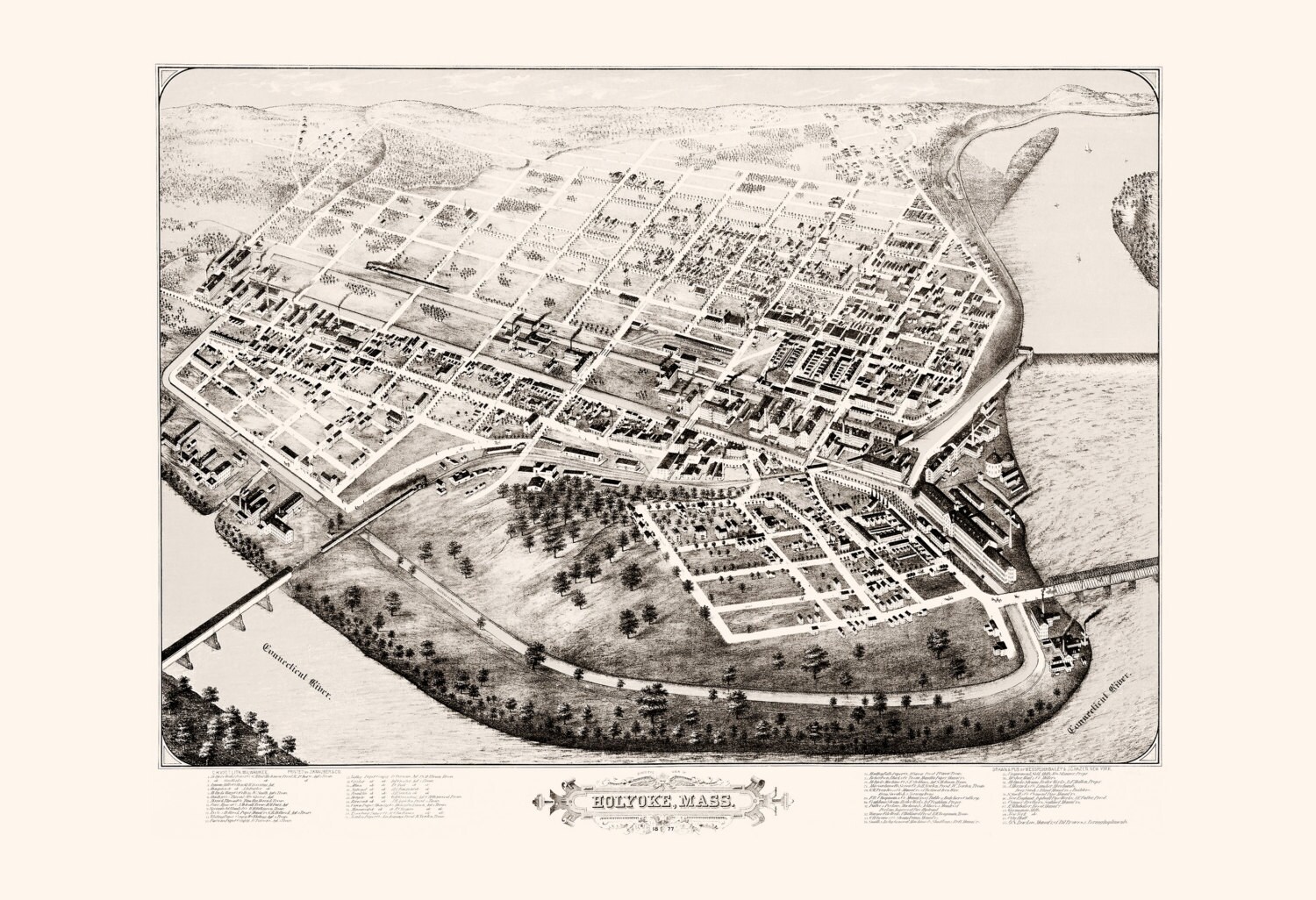 ANTIQUE MAP of HOLYOKE Holyoke Mass Map Antique Map Print Etsy