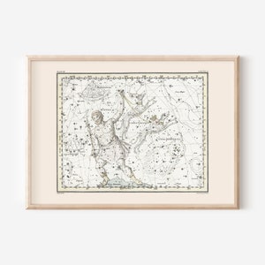 ZODIAC Wall Art, Bootes and Canes Venatici Map Print, Professional Reproduction, Vintage Star Chart Wall Art Zodiac Map Astrology Map
