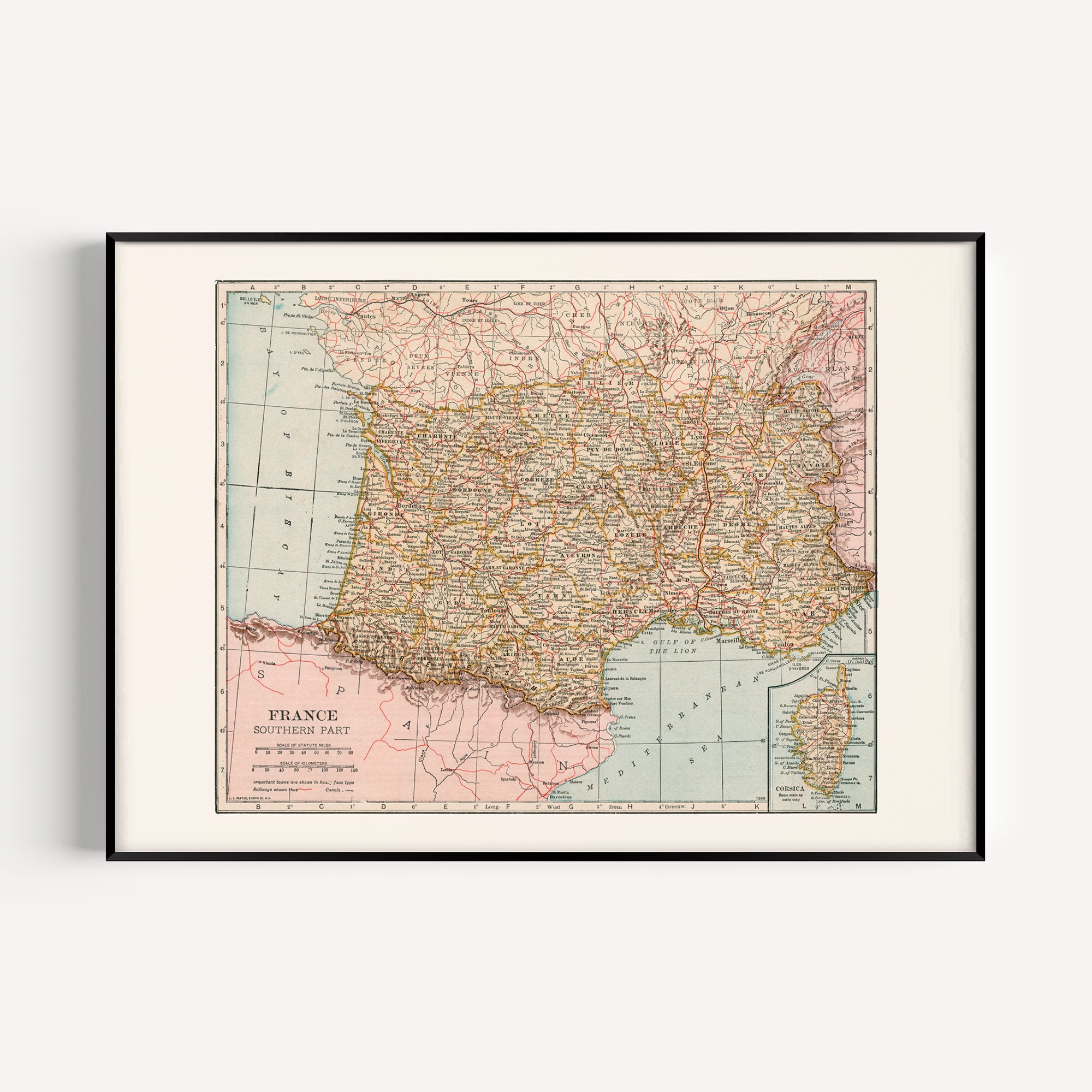 Map Of France - Carte De France - Poster / Print (Republique Francaise -  French Language Map) (Clear Poster Hanger) 