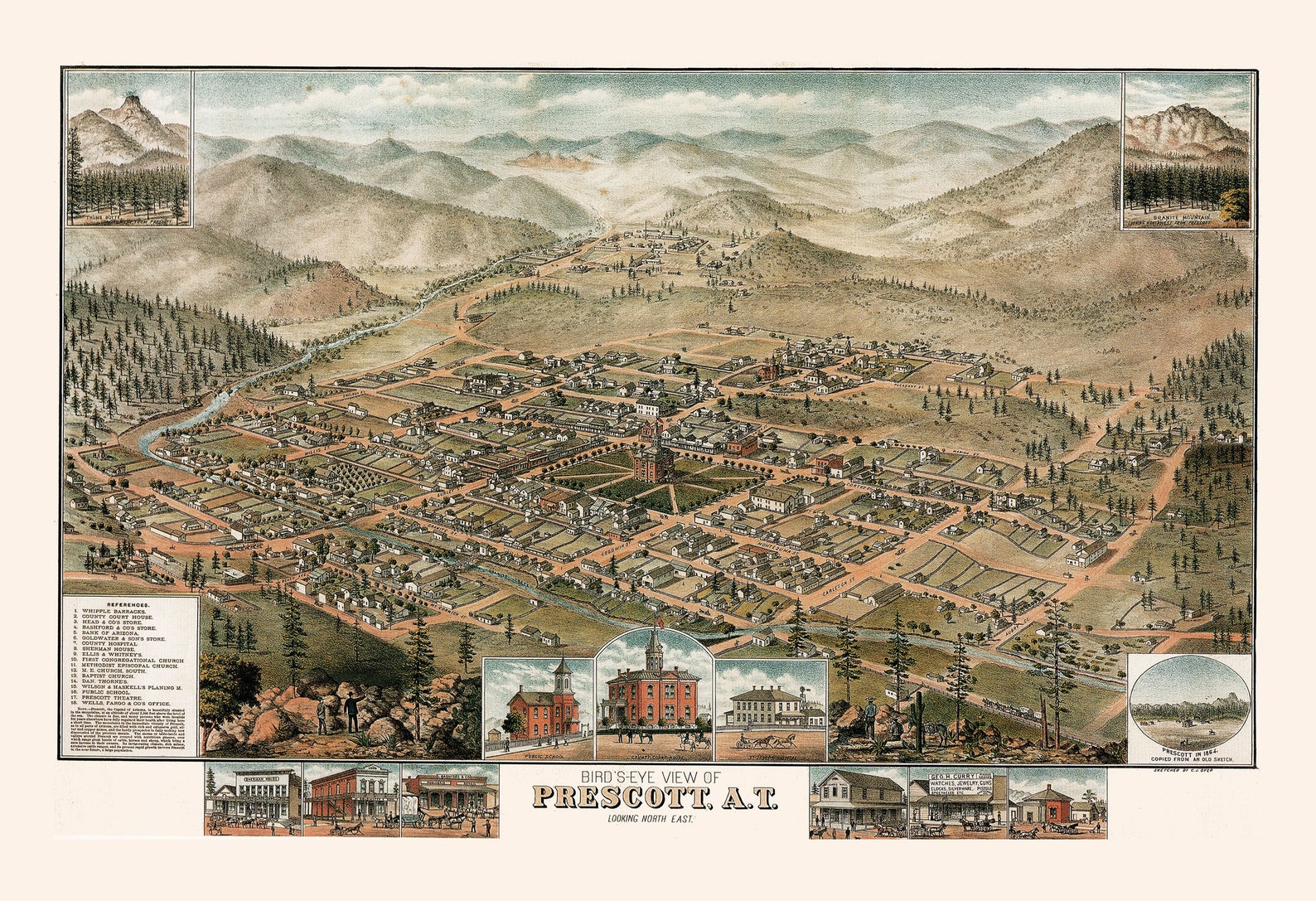 PRESCOTT MAP PRINT Vintage Map of Prescott Antique Map Etsy