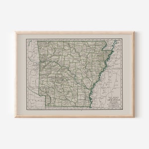ARKANSAS MAP PRINT, Vintage Map of Arkansas, Old Map Print, Vintage Wall Art, Antique Map, Historical Wall Art