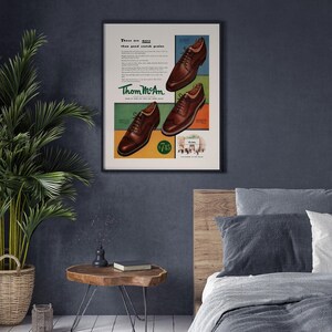 MEN'S FOOTWEAR AD, Vintage Ad Print, Leather Shoes Poster, Scotch Grain, 1950s, Classic Decor, Mid-Century Poster, Retro Shoes Poster image 4