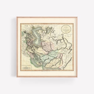 ANTIQUE MAP of PERSIA, Antique Wall Art, Persian Map 1799, Iran Travel Print, Square Poster, Vintage Map of Persia, Reproduction