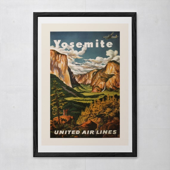 YOSEMITE United Air Line 8.5/" X 11/" Travel Poster