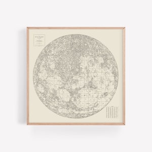 MAP of the MOON Antique Wall Art, Antique MOON Map, Vintage Moon Print, Antique Celestial Art Vintage Moon Poster Lunar Print Luna