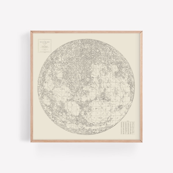 MAP of the MOON Antique Wall Art, Antique MOON Map, Vintage Moon Print, Antique Celestial Art Vintage Moon Poster Lunar Print Luna