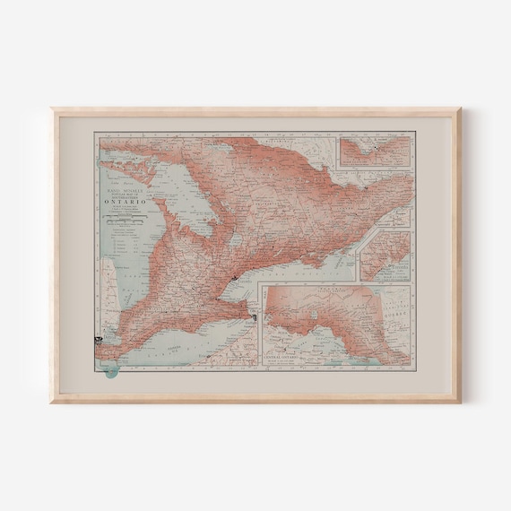 ONTARIO MAP PRINT, Vintage Map of Ontario Canada, Canada Map Print, Vintage Map, Vintage Wall Art