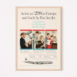 VINTAGE AIRLINE AD, Retro Mid-Century Fluglinie Werbung, Vintage Reise Ad, Retro Werbung Kitsch Poster Home Decor Flugzeug Reisekunst
